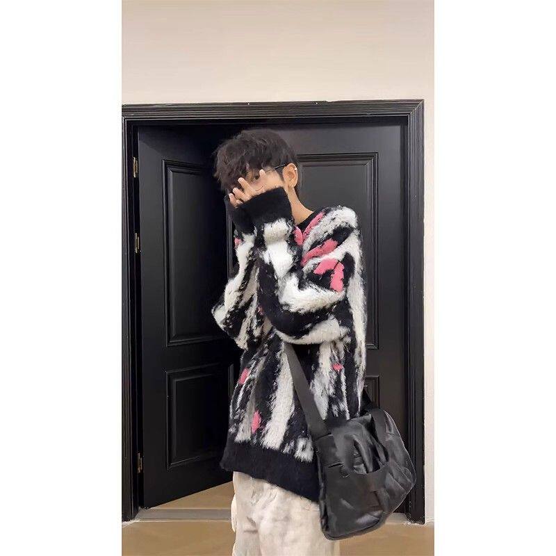 1506/MM151/P62马海毛扎染毛衣男款秋冬季美式加厚针织衫外套1,男装针织衫/毛衣,星座1506