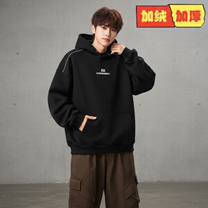 1506/QW29-10/P52月牙印花拼接织带连帽卫衣男女秋季情侣上衣1图片