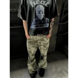 1506/QK620/P45迷彩牛仔裤男美式裤子高街cleanfit直筒微喇裤，男装牛仔裤，星座1506