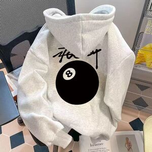 1506/QB500/P39潮牌美式重磅黑8台球印花连帽卫衣男女情侣外套3图片