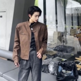 1506/QWT930/P66美式短款垫肩机车服立领皮衣外套男装，男装皮衣，星座1506