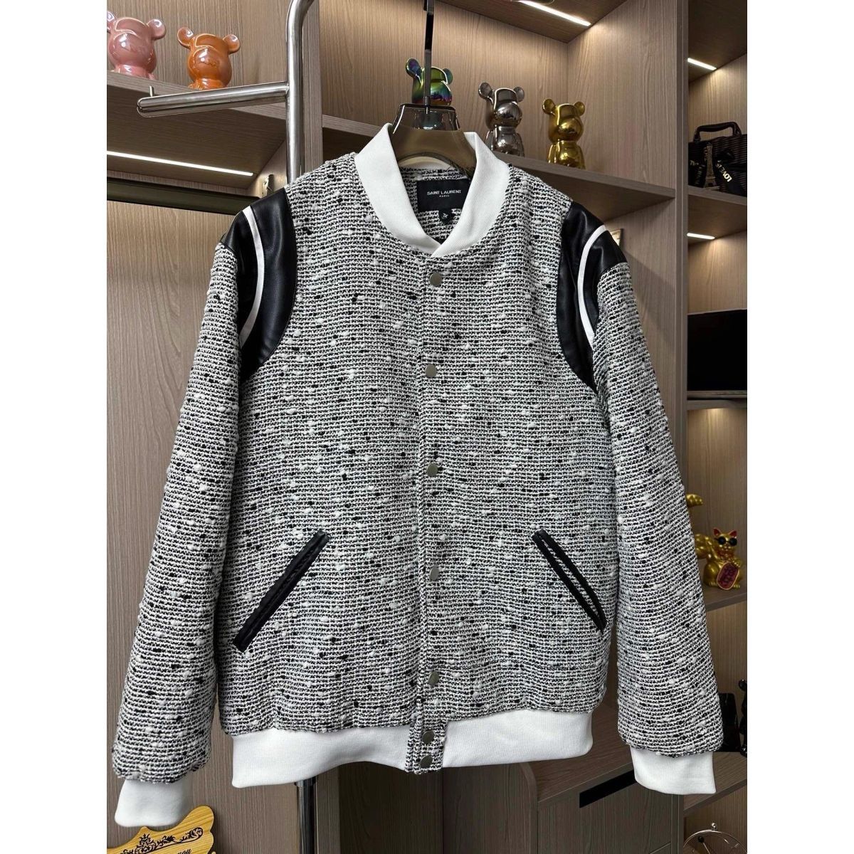 1506/QJ4090/P61网红小香风外套男女刺绣波点编织棒球服情侣款,女装短外套,星座1506