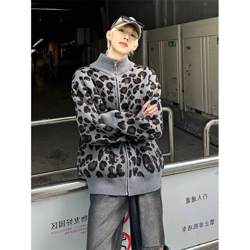1506/QH23060/P74时尚长袖豹纹秋季韩版百搭休闲拉链上衣夹克2,男装夹克,星座1506