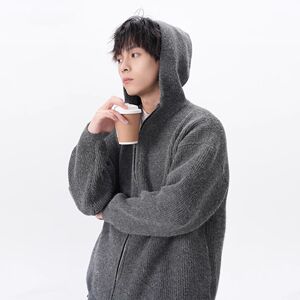 1506/QL1080/P62美式针织开衫外套男秋冬季潮牌毛衣连帽外套1图片