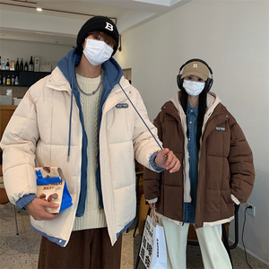 1506/2301/P75字母假两件冬季加厚连帽大码cityboy男女面包服外套图片