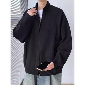 1506/M2241/P52美式双拉链开衫毛衣男生休闲设计感针织外套2图片
