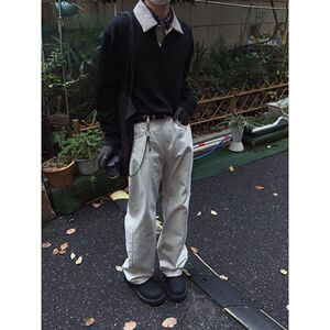 千鸟格拼接polo领长袖T恤男款老钱风cleanfit卫衣美式内搭打底衫图片