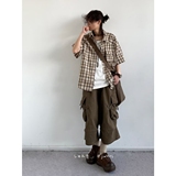 1506/QC1260/P40复古衬衫男夏装港风学生宽松新款男装上衣外穿，男装衬衫，星座1506