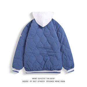 1506/QY65690/P64菱形格棉服男款冬季加厚棉衣美式复古棒球服2图片