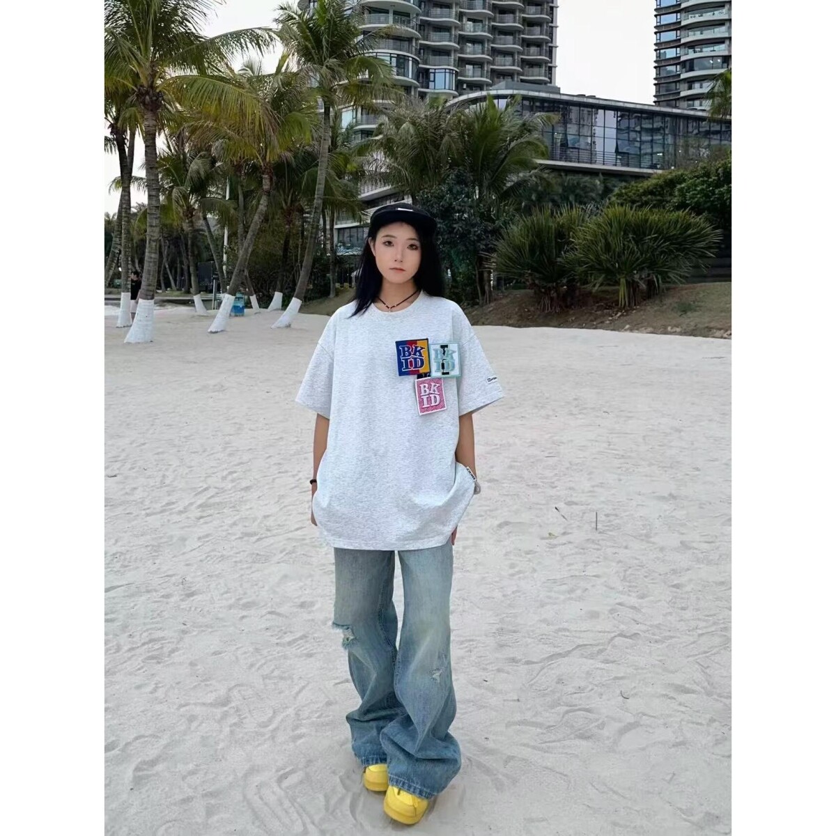 1506/QAT5110/P42贴标刺绣短袖T恤牌夏宽松五分袖潮流ins简约1,男装T恤,星座1506