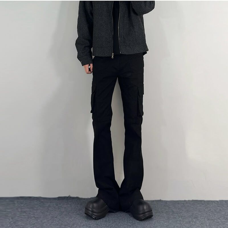 1506/QK550/P46大口袋黑色工装休闲裤男女潮牌修身显瘦微喇裤1,男装工装外套,星座1506