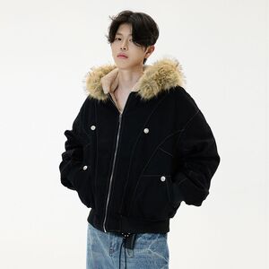 1506/QZSD030/P134座山雕连帽棉服男女冬季棉袄棉上衣男夹棉外套1图片