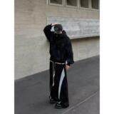 1506/QA2420/P59美式珠点缀喷绘连帽卫衣男女休闲百搭宽松开衫1，男装卫衣，星座1506