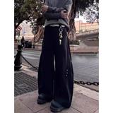 1506/QK1430/P53高级弯刀西裤拼接铆钉休闲裤男女垂坠感拖地裤子1，男装西裤，星座1506