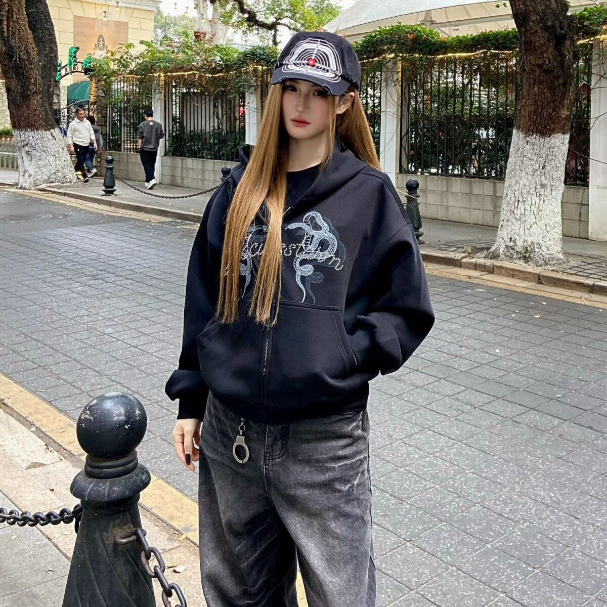 1506/QA2340/P54新款美式街头连帽卫衣外套开衫男女复古短款上衣2,女装短外套,星座1506