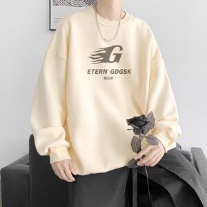 1506/QR50990/P39复古字母拼色长袖卫衣男冬季新款加绒宽松上衣图片