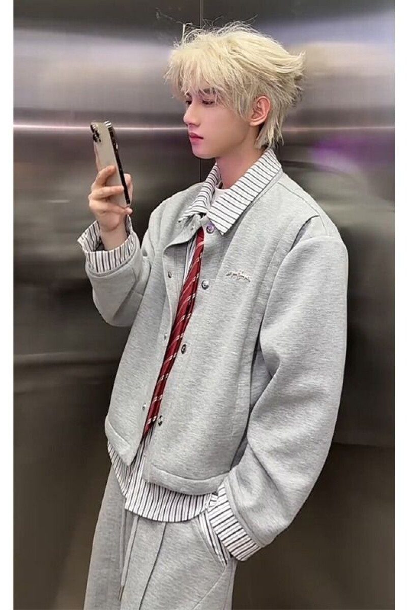 1506/QA2450/P54美式复古假两件卫衣男翻领宽松休闲百搭长袖上衣1,男装卫衣,星座1506