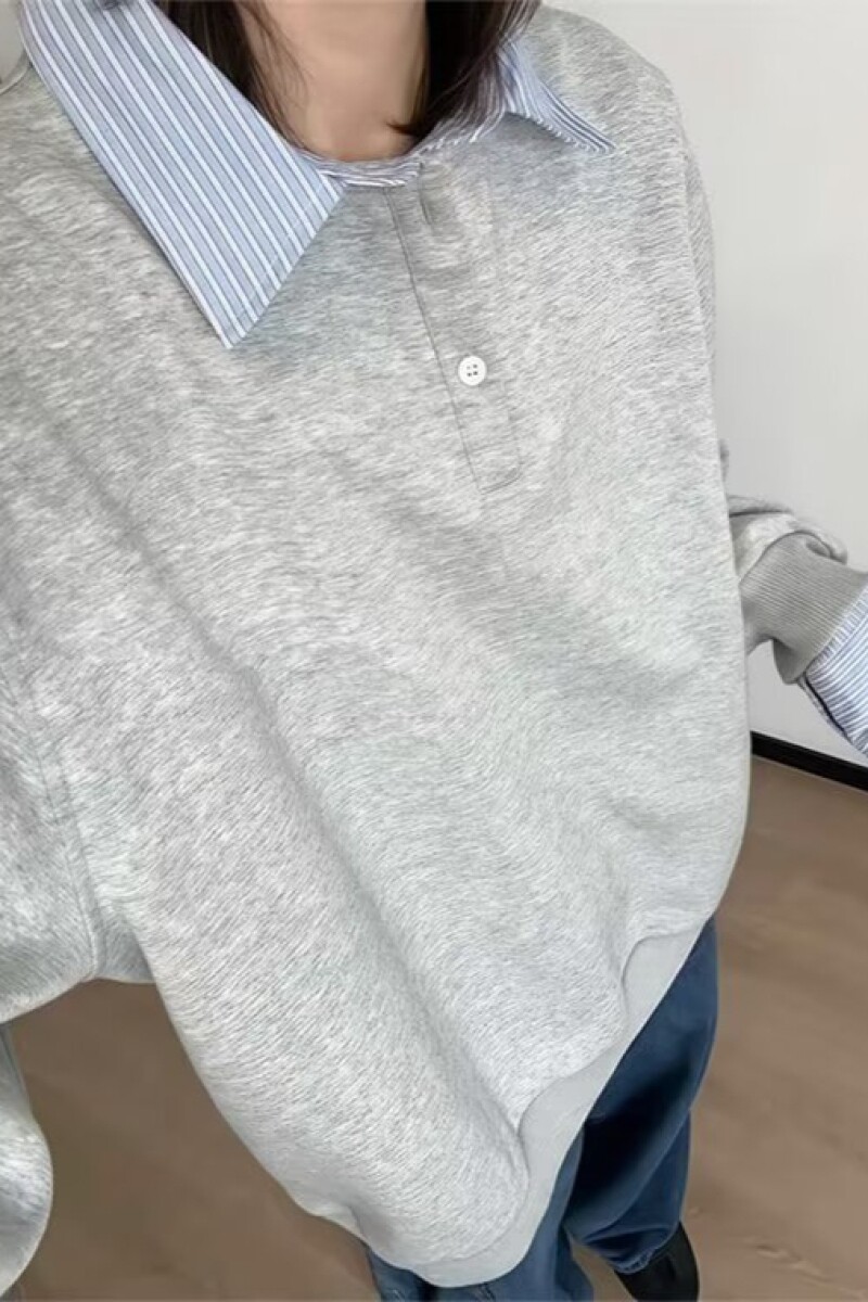 1506/QY66240/P49假两件条纹拼接卫衣男女休闲百搭长袖上衣1,男装Polo衫,星座1506