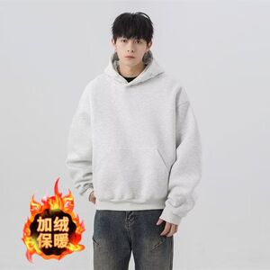 1506/QY161JR0/P41短款连帽加绒卫衣男女秋冬纯色套头外套2,两用围巾怎么搭配图片