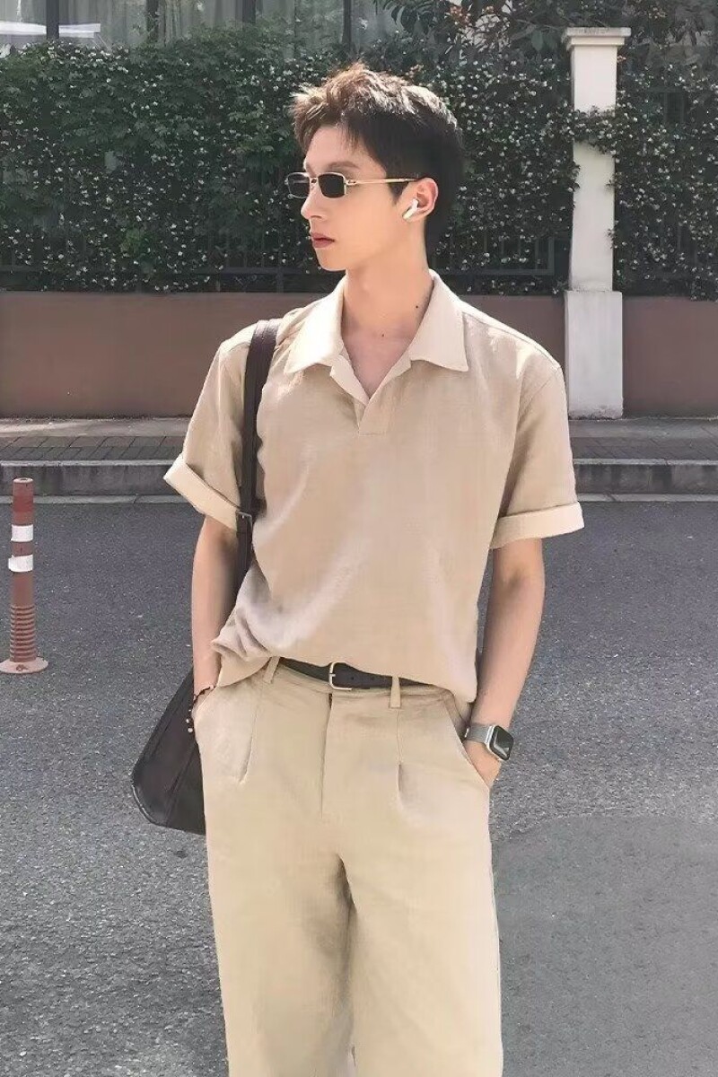 1506/Q325/P37半拉链翻领针织衫男弹力短袖卫衣丝光棉冰丝t恤,男装T恤,星座1506