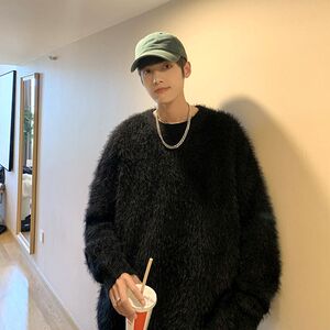 1506/QM020/P56羊毛衫男冬季潮牌水貂毛慵懒风针织衫秋冬款2图片