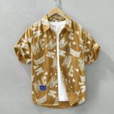1506/QD30430/P36夏个性字母满印花衬衣翻领休闲宽松男短袖衬衫潮，男装T恤，星座1506