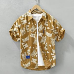 1506/QD30430/P36夏个性字母满印花衬衣翻领休闲宽松男短袖衬衫潮图片