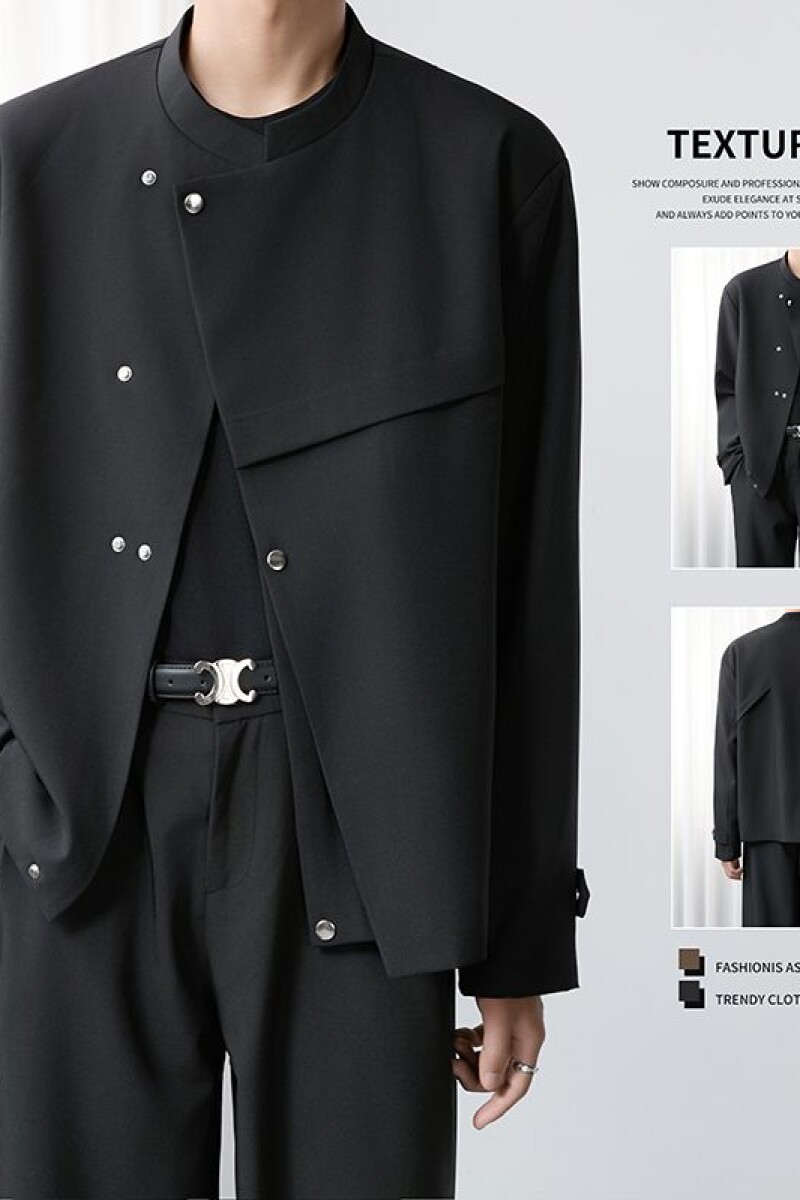 1506/QW350/P69新中式黑色廓形西服夹克男春秋季宽松西装外套,男装夹克,星座1506