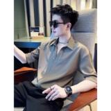 1506/Q221/P39夏季衬衫男款短袖潮五分袖冰丝潮牌半袖上衣服，男装T恤，星座1506