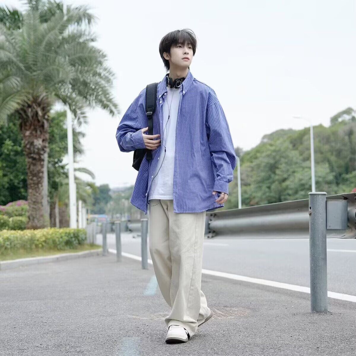 1506/QC330/P32长袖衬衫日系宽松衬衣男生潮流百搭休闲外套,男装衬衫,星座1506