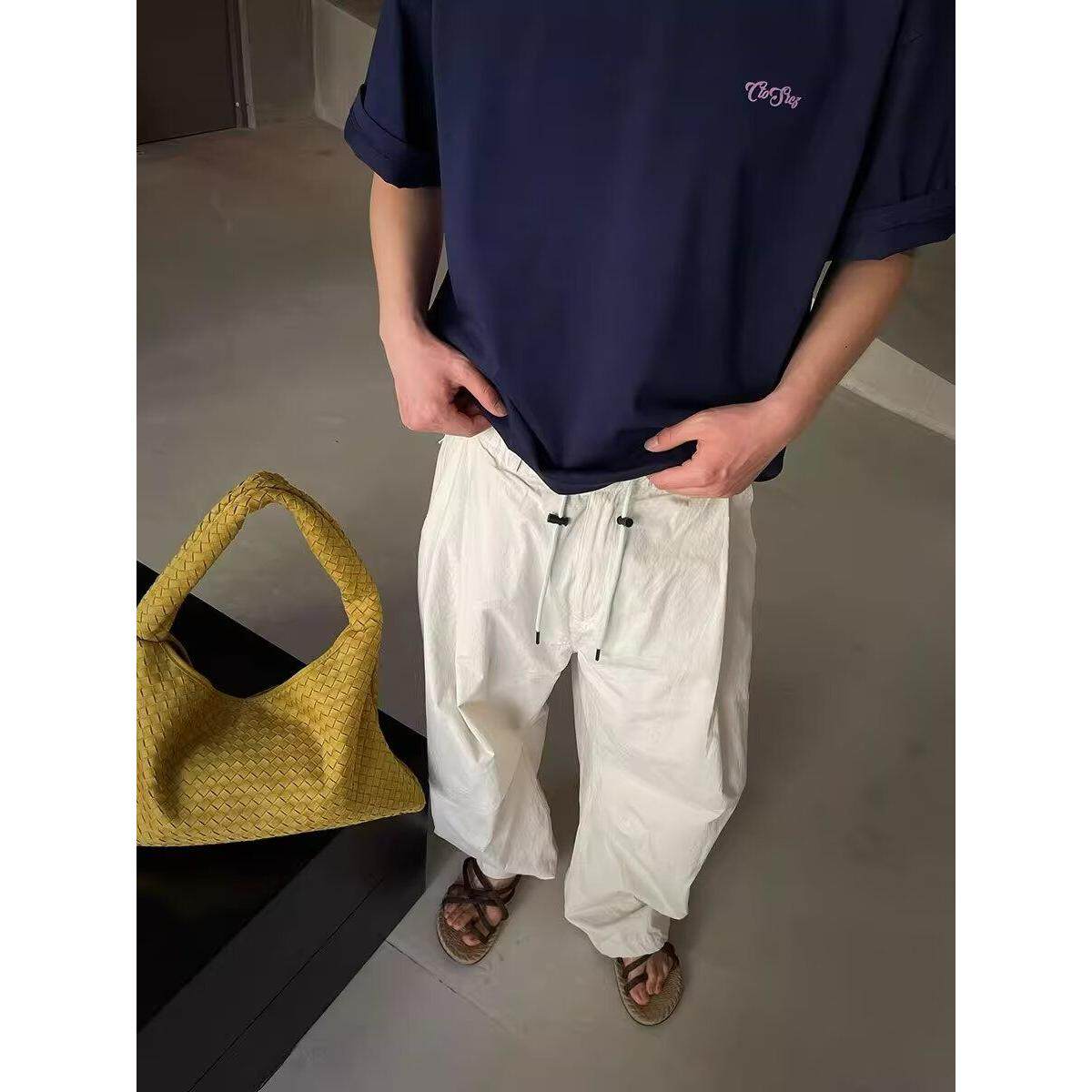 1506/QHR740/P50宽松休闲裤男潮流百搭裤子夏坠感阔腿拖地长裤,男装休闲裤,星座1506