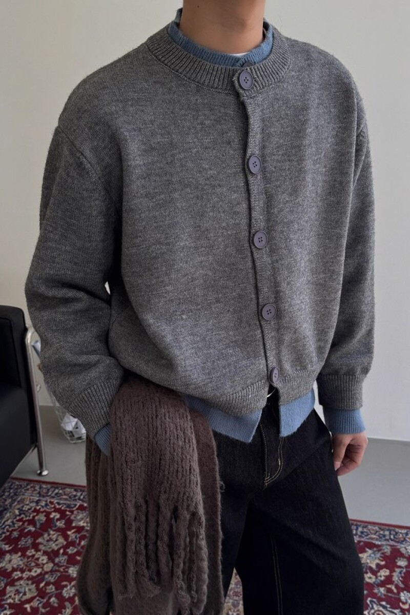 1506/Q25260/P62美式假两件开衫毛衣慵懒风情侣亨利领毛衣外套,男装针织衫/毛衣,星座1506