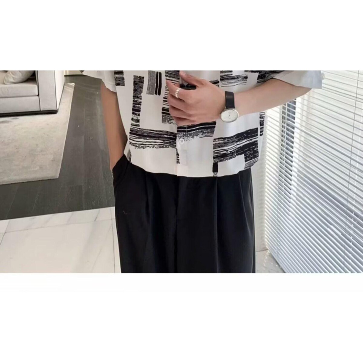 1506/QCS090/P29高品质短袖衬衫男夏冰丝度假花衬衣条纹宽松半袖,男装衬衫,星座1506