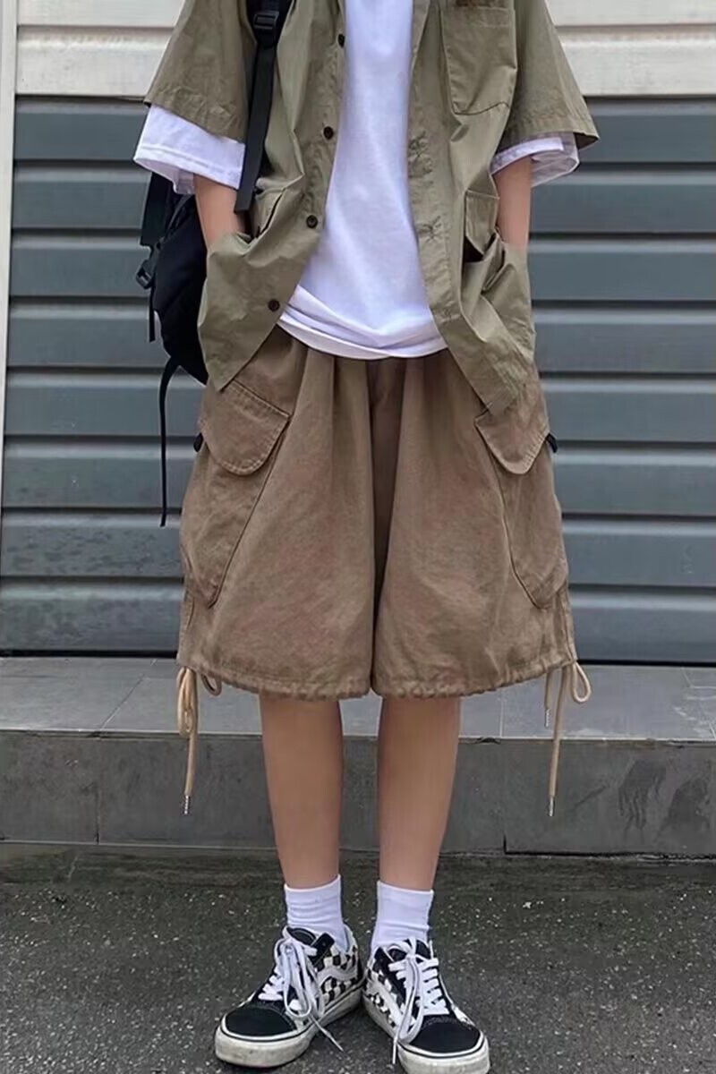 1506/QD450/P34日系大口袋工装直筒短裤男女同款潮牌休闲五分裤,男装牛仔裤,星座1506