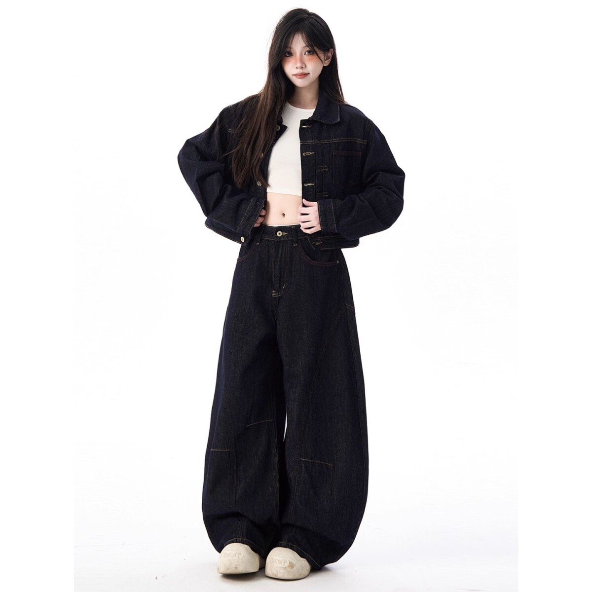 1506/QS80010/P58经典弯刀版型复古蓝酵洗工艺牛仔裤明线牛仔裤女,男装工装外套,星座1506