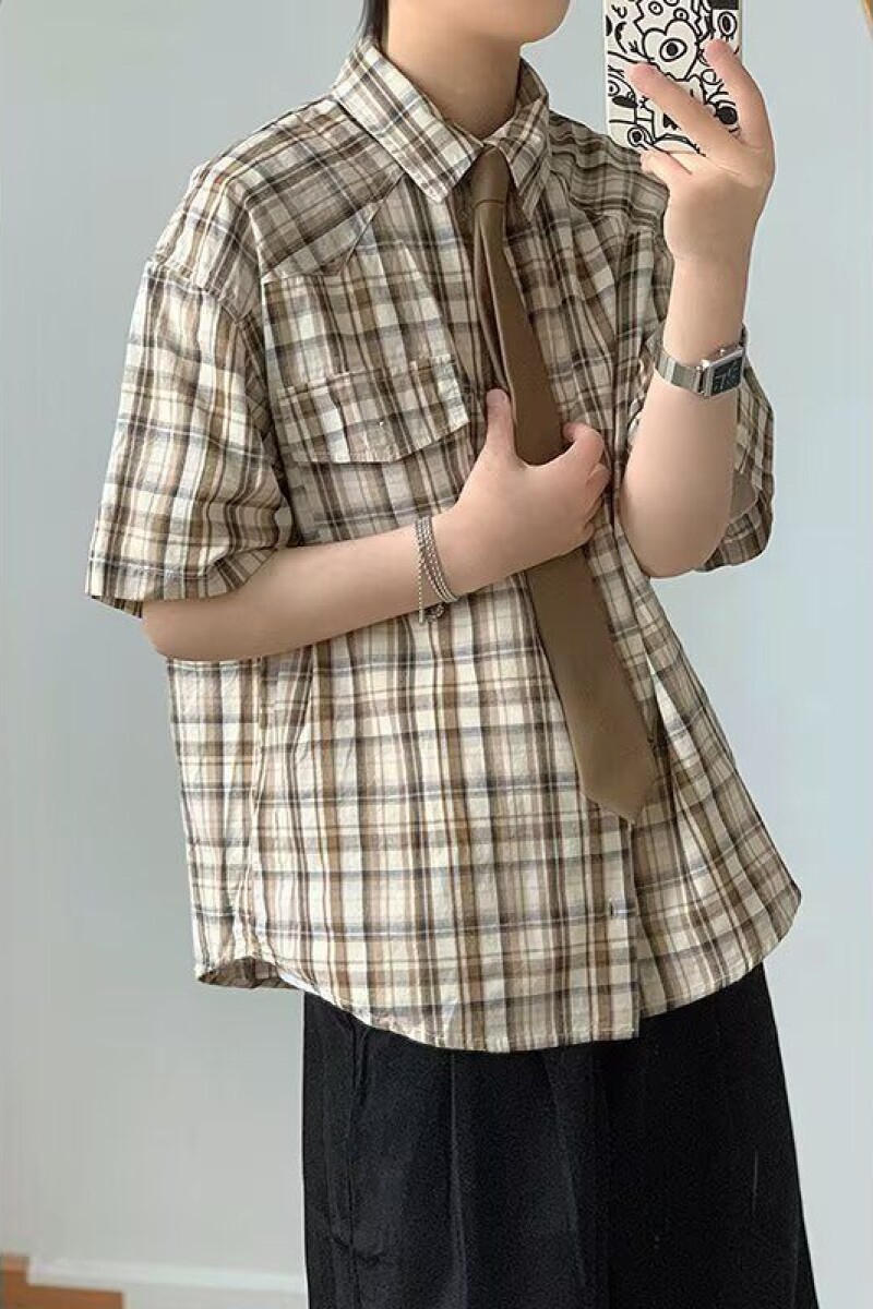 1506/QC1260/P40复古衬衫男夏装港风学生宽松小众男装上衣外穿,男装衬衫,星座1506