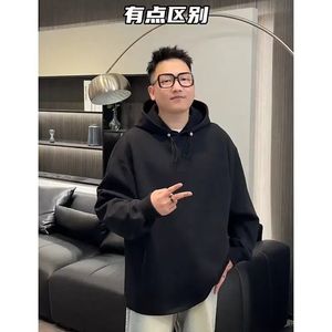 1506/QT4160/P44套头连帽卫衣男秋季宽松大码日系运动衫纯色2图片