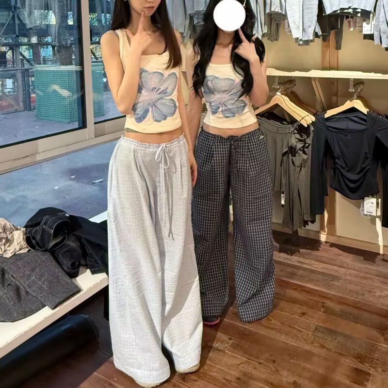 1506/QA80390/P46宽松休闲裤男百搭裤子夏季坠感阔腿拖地长裤,男装休闲裤,星座1506