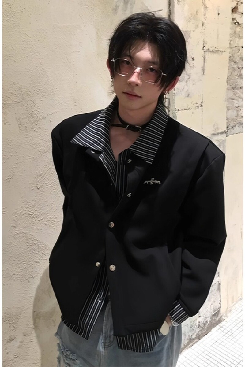 1506/QA2450/P54美式复古假两件卫衣男翻领宽松休闲百搭长袖上衣2,男装卫衣,星座1506