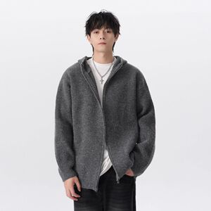 1506/QL1080/P62美式针织开衫外套男秋冬季潮牌毛衣连帽外套1图片