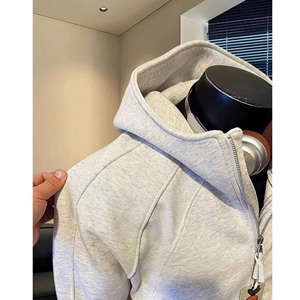 1506/QW3010/P62美式解构半拉链加绒加厚卫衣男秋冬设计套头上衣1图片