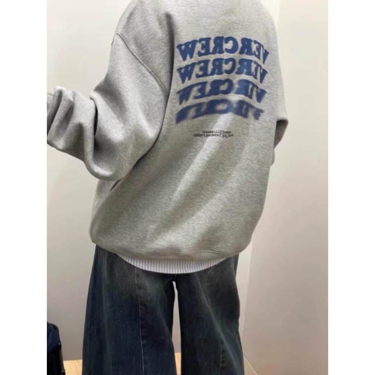1506/QY4250/P28印花秋冬卫衣男韩版新款圆领宽松上衣港风潮流潮图片