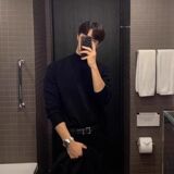 1506/QCT030/P20半高领t恤潮男高端双面德绒长袖小香风打底衫2，男装T恤，星座1506