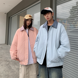1506/M8606/P75情侣棉服夹克男女秋冬季潮牌宽松翻领棉衣外套2图片