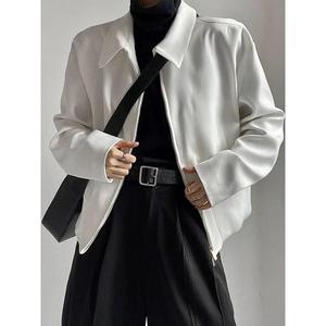 1506/QW6420/P60韩版男行政夹克简约百搭斜纹双拉链飞行夹克外套图片