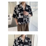 1506/QCS090/P29高品质短袖衬衫男夏冰丝度假花衬衣条纹宽松半袖，男装衬衫，星座1506
