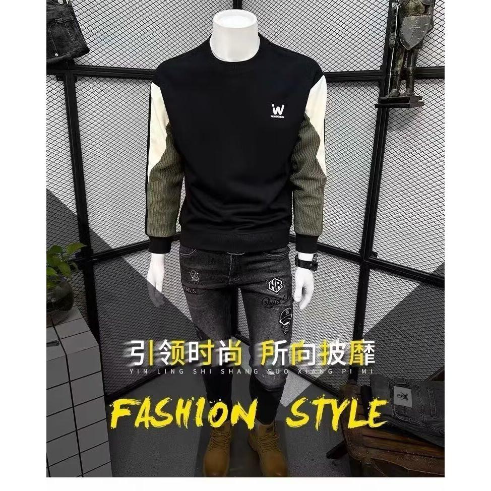 1506/QA0030/P38秋冬拼色卫衣男春秋季韩版新款圆领宽松上衣,男装卫衣,星座1506