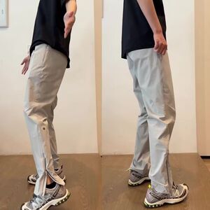 1506/QG2430/P44休闲裤男潮流百搭裤子坠感阔腿拖地长裤1图片