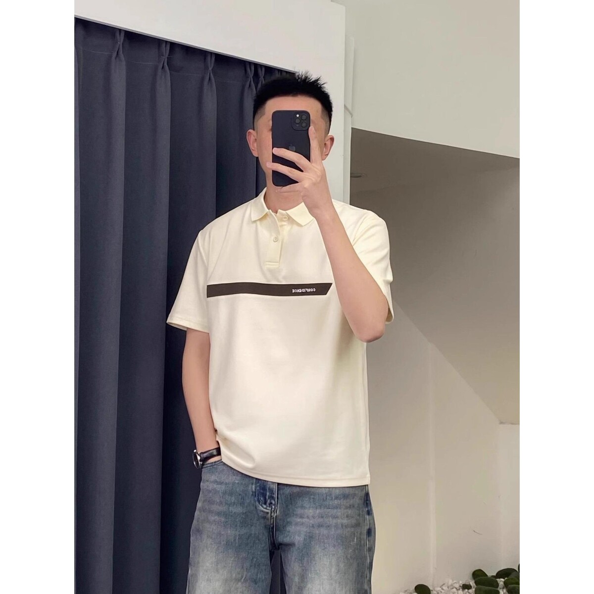 1506/Q260/P34夏季高端撞色翻领polo衫男短袖休闲百搭半袖t恤男1图片
