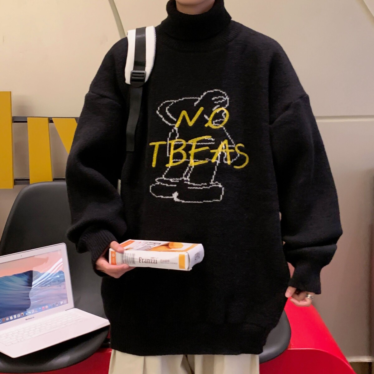 1506/QMY5040/P42纯色落肩圆领针织衫男春秋慵懒风毛衣外套,男装针织衫/毛衣,星座1506